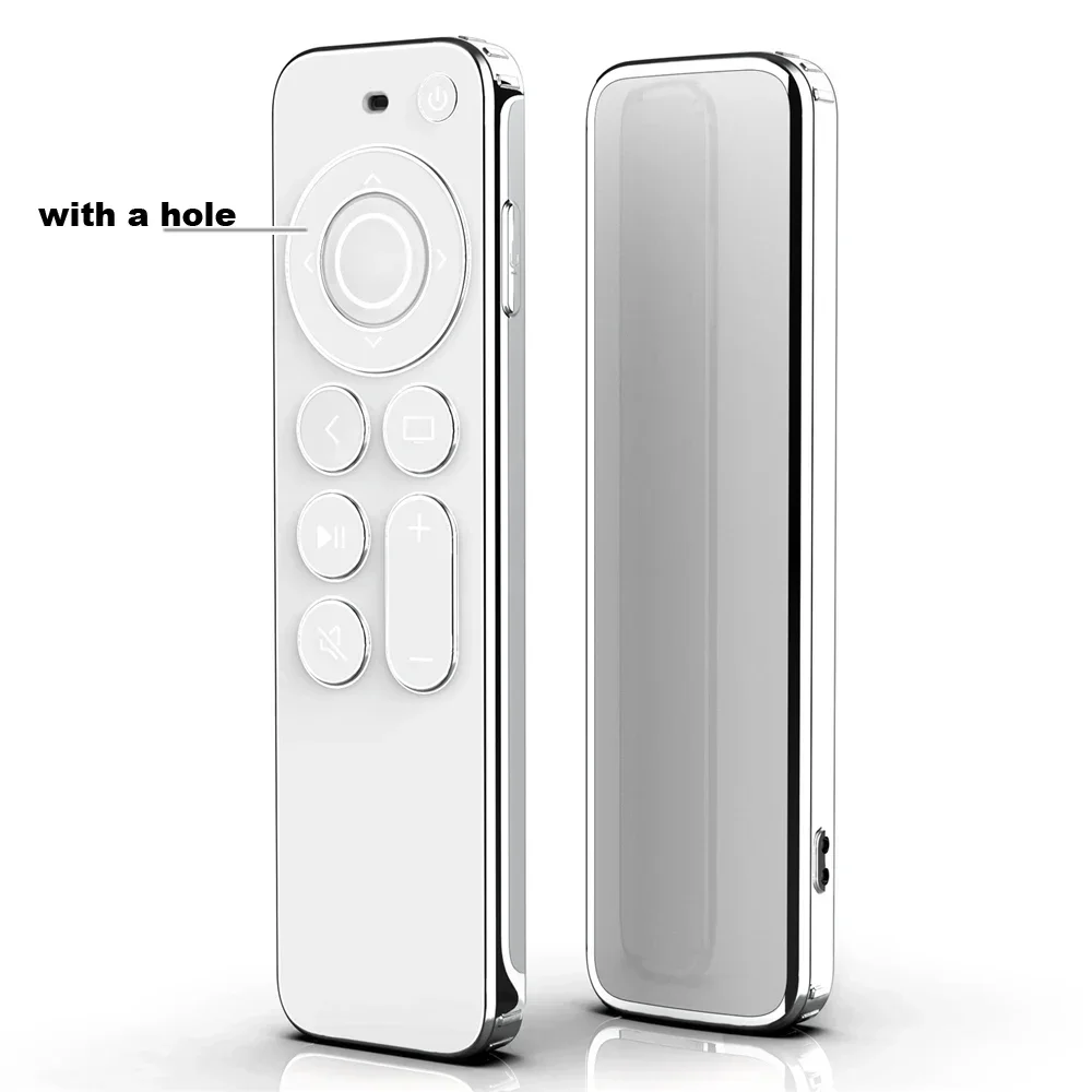 TPU Soft Case For Apple TV 4k 2021 Remote Prevent Scratches with Drop Protection Transparent with Silver Edge