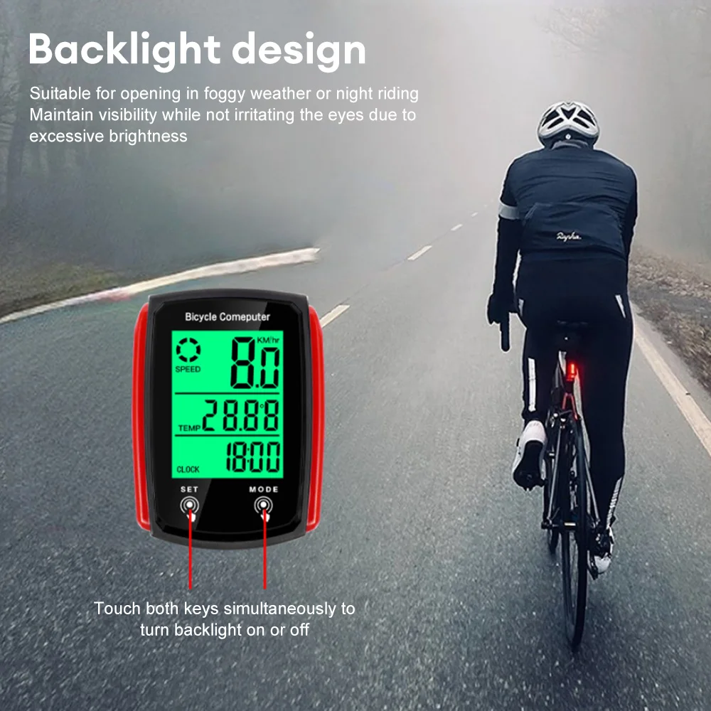 Wired Bicycle Computer Waterproof Bike Speedometer Odometer LCD Cycling Speed Counter with Backlight Bicycle Accessories