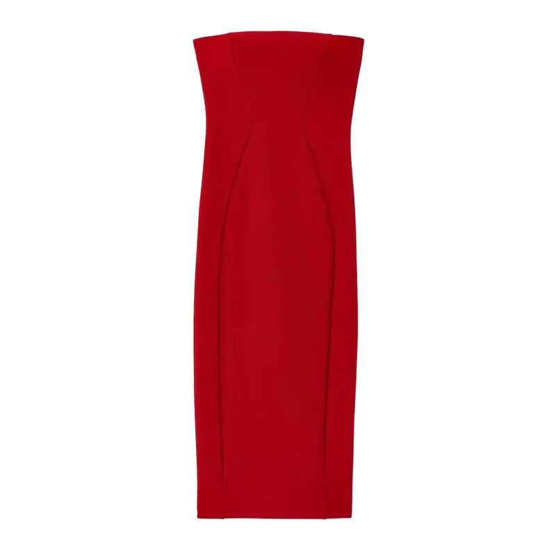 صيف 2025 وصول جديد فستان نسائي ضيق بدون أكمام منتصف الطول من قماش الشاش بتصميم تنورة أنبوبية، موضة الصيف لفستان السيدات #3