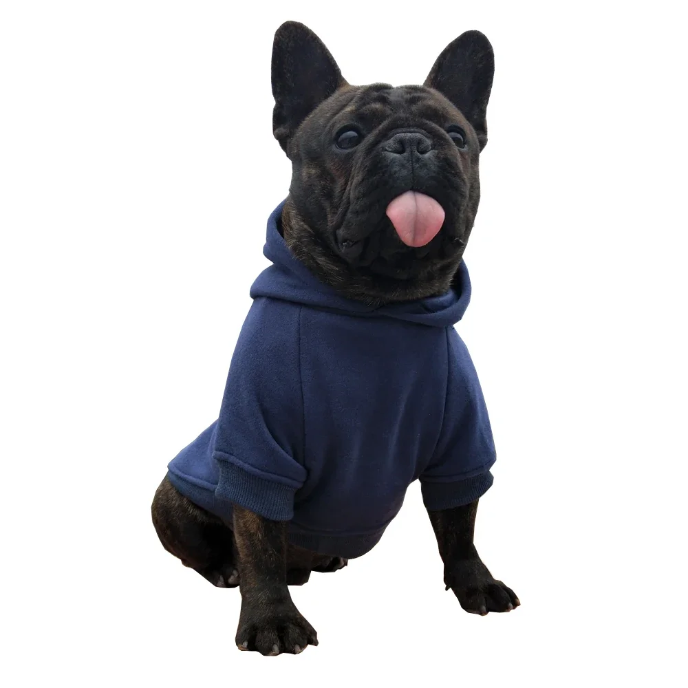 Large Blank Navy Blue Dog Hoodie with Pocket