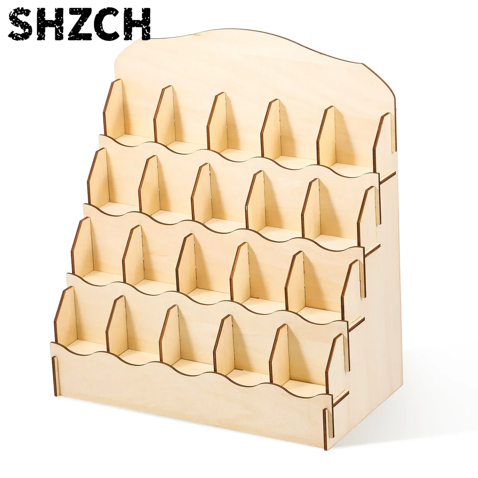 Wood Greeting Card Display Stand 20 Compartments Bookmark Brochure Holder for Magazines Books Journals Desktop Storage