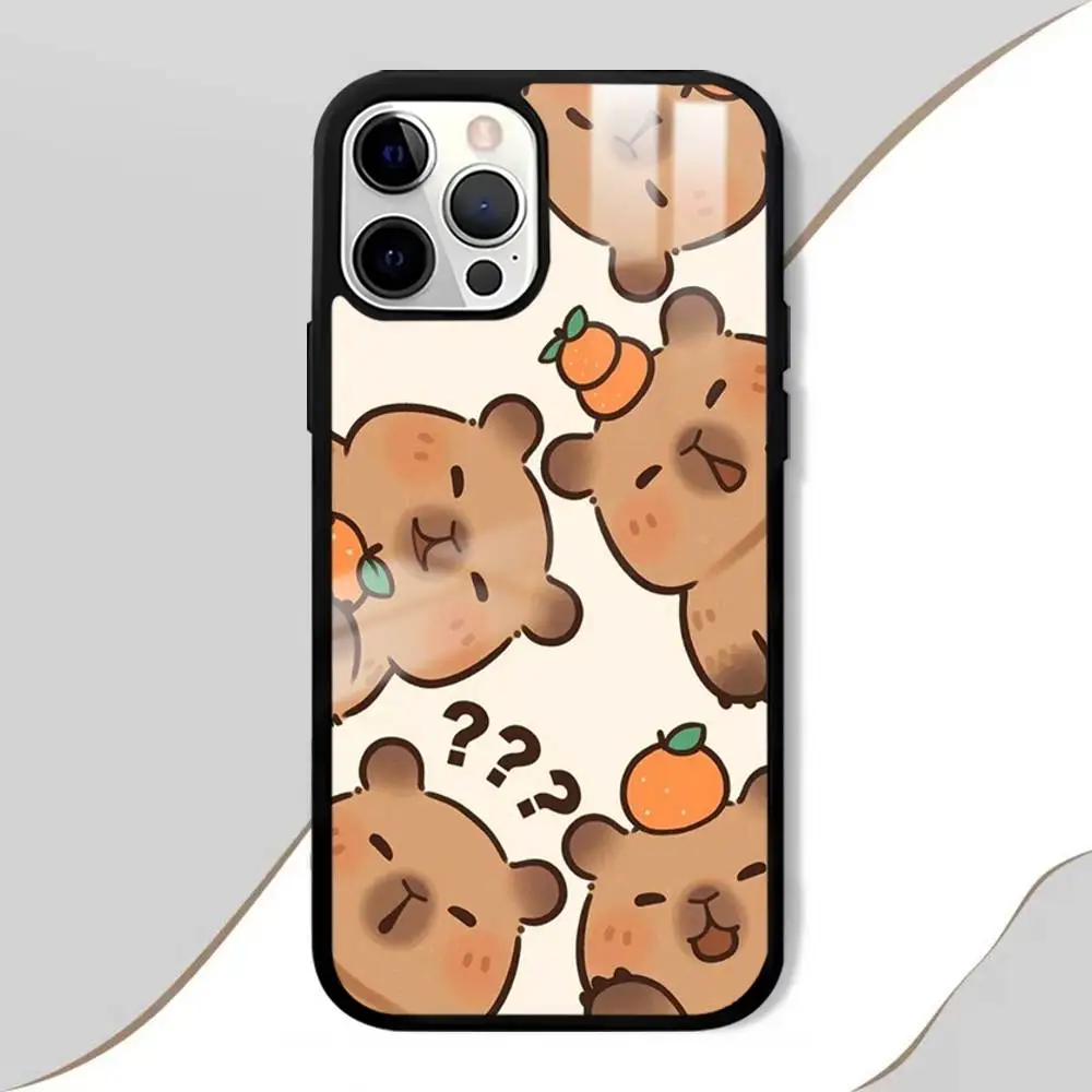 Moda bonito capivara caso de telefone para iphone 16 15 14 13 12 11 pro xs max mini plus celulares duro funda