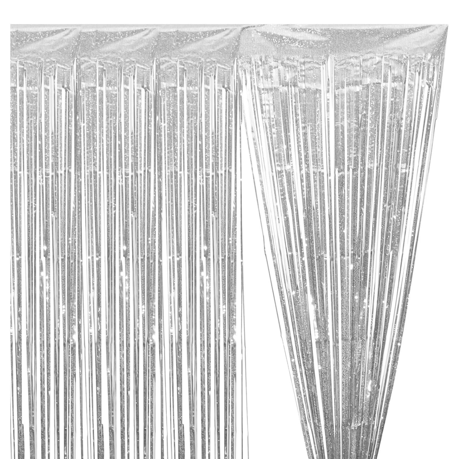 

2pcs Laser Rain Tinsel Curtain Shiny Fringe Background Streamer For Party Decor Baby Shower Birthday Disco Decoration