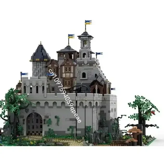 

New 10648Pcs Moc European Medieval Street View Black Royal Castle Model blocks Diy Creative Ideas brick Toy Birthday Gift