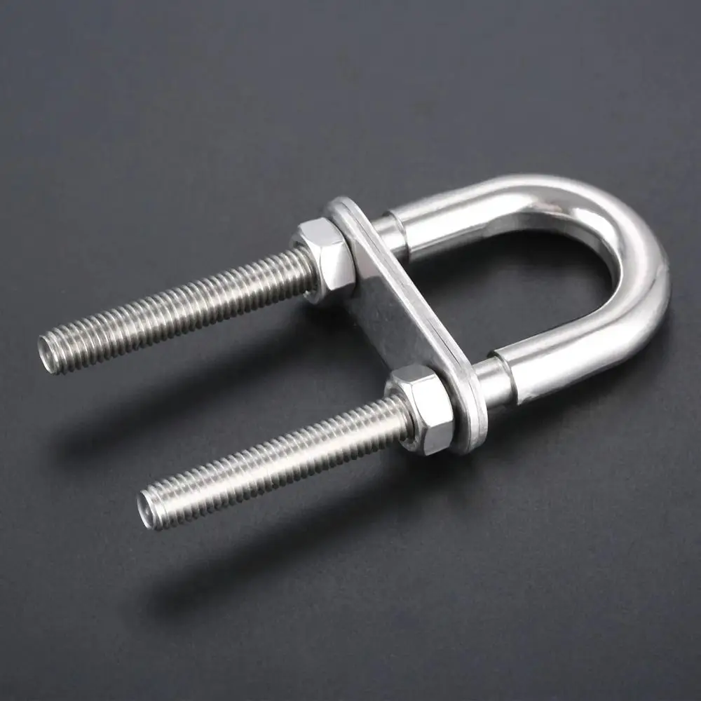 1Pcs Bow Stern Marine U-bolt Metal Screw Pads Boat Hardware with Nut 304 Stainless Steel Eye Rope Rigging Yacht Accessories