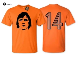 Cruyff 14 Holland Voetballer T-shirt - Nederland Euro Fan Man's Op Neck Designer Volwassenen Casual T-shirt Getailleerd T-shirt