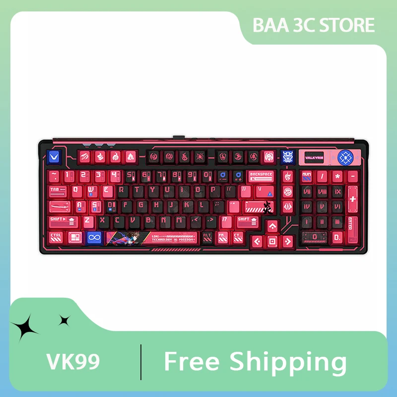 VALKYRIE VK99 Mechanical Keyboards 3-mode Full Key Customized Hot Swap Gasket PBT Keycap TFT Screen E-sports RGB Game Keyboard