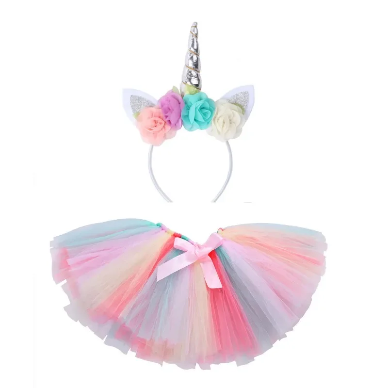 Baby girls unicorn tutu skirt outfit for kids birthday party tulle skirts set children Christmas Halloween costumes with wings