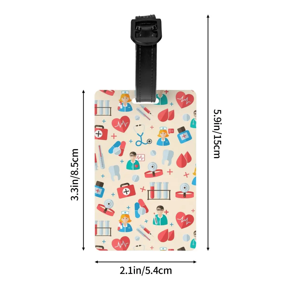 Custom Cute Cartoon Nurse Luggage Tag for Suitcases Nursing Medical Print Privacy Cover Name ID Card