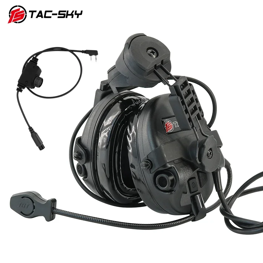 

TS TAC-SKY ARC Dual Rail Helmet Mount, Hearing Protection Silicone Earmuffs, Hunting Tactical Headset +2-pin RAC PTT