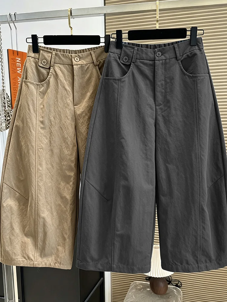 Casual High Waist Wide Leg Pants Women's Spring Summer Autumn Loose Fitting Trousers Elastic Waist Knife  Commute Style