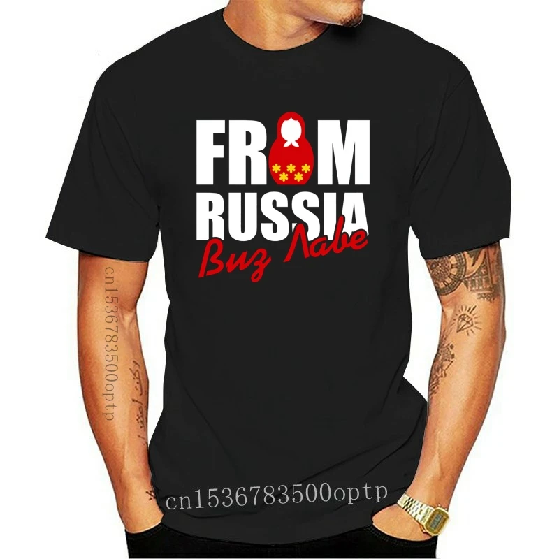 Mens Clothes I Am From Russia With Love  Men Letter T-shirt Black White Red Color Matryoshka Print Male Birthday Gift T-Shirts