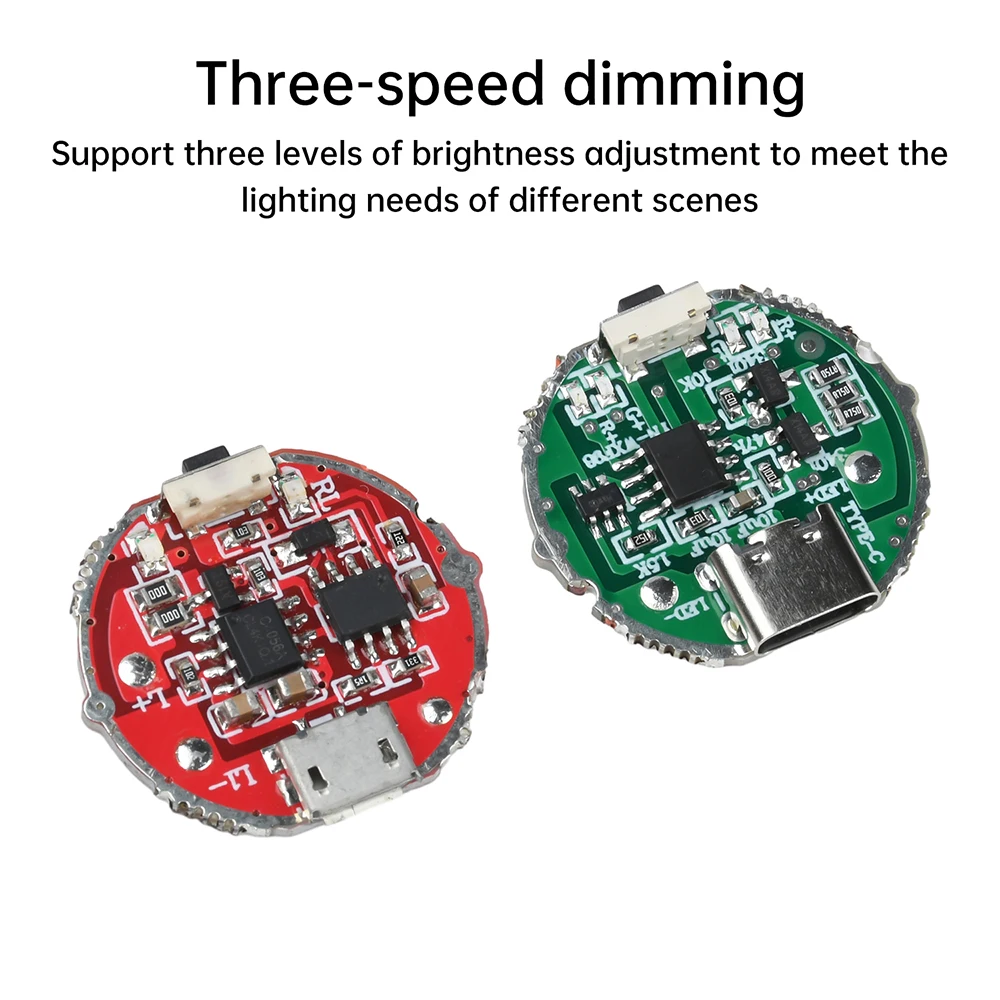 3-Speed Flashlight Drive Module 2-Speed Driver Circuit Board Accessory with Switch Charging Integrated PCB for 10W Lamp Beads