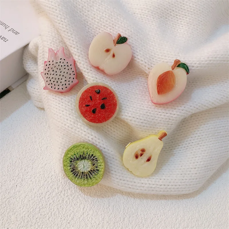 Korean Simulation Fruit Geometric Hair Clips Girls Quirky Cute Side Clips Party Headwear