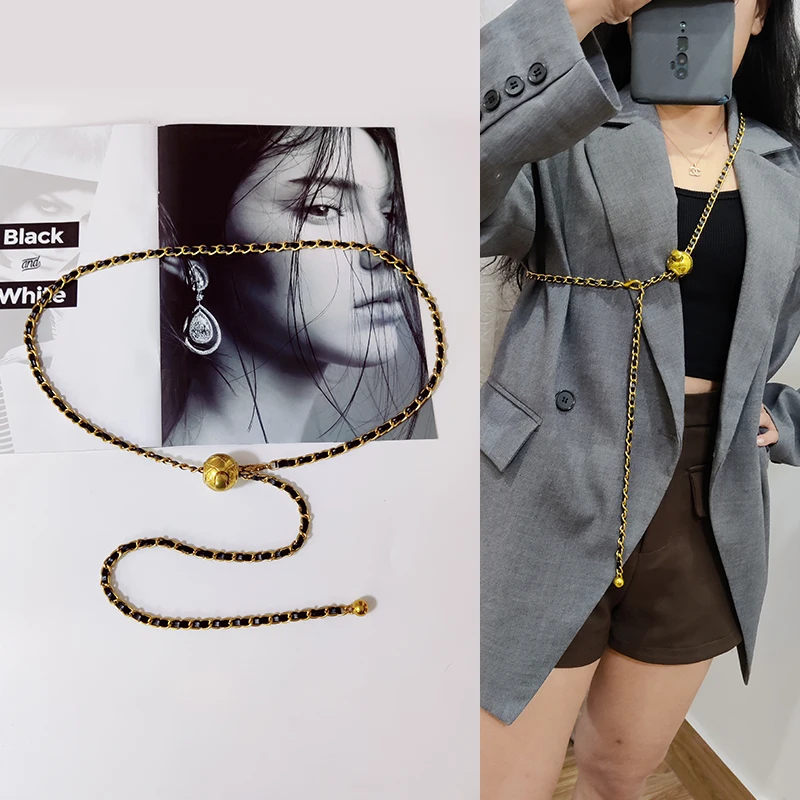 Designer Belts For Women High Quality Luxury Golden Chain Belt Ladies Dress Waistband Adjustable Punk Corset