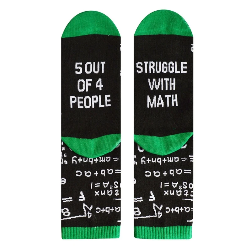 Unisex Novelty Funny Saying Cotton Socks Colorful Books Science Math Pattern Letters Contrast Color Hosiery Gifts