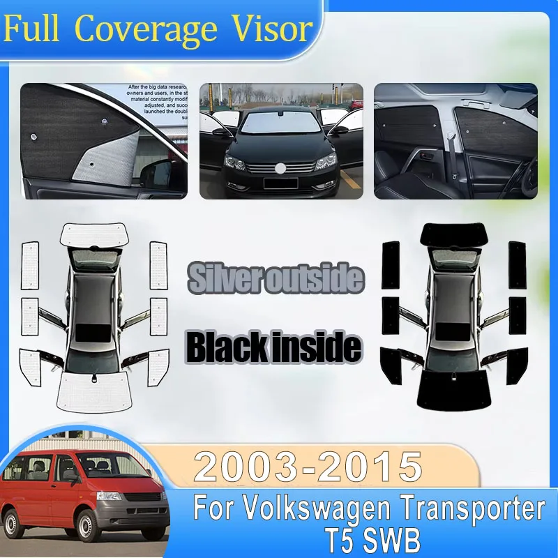 For Volkswagen VW Transporter T5 2007 Body Kit SWB 2003-2015 Car Full Privacy Coverages Windshield Anti-UV Sunshades Accessories