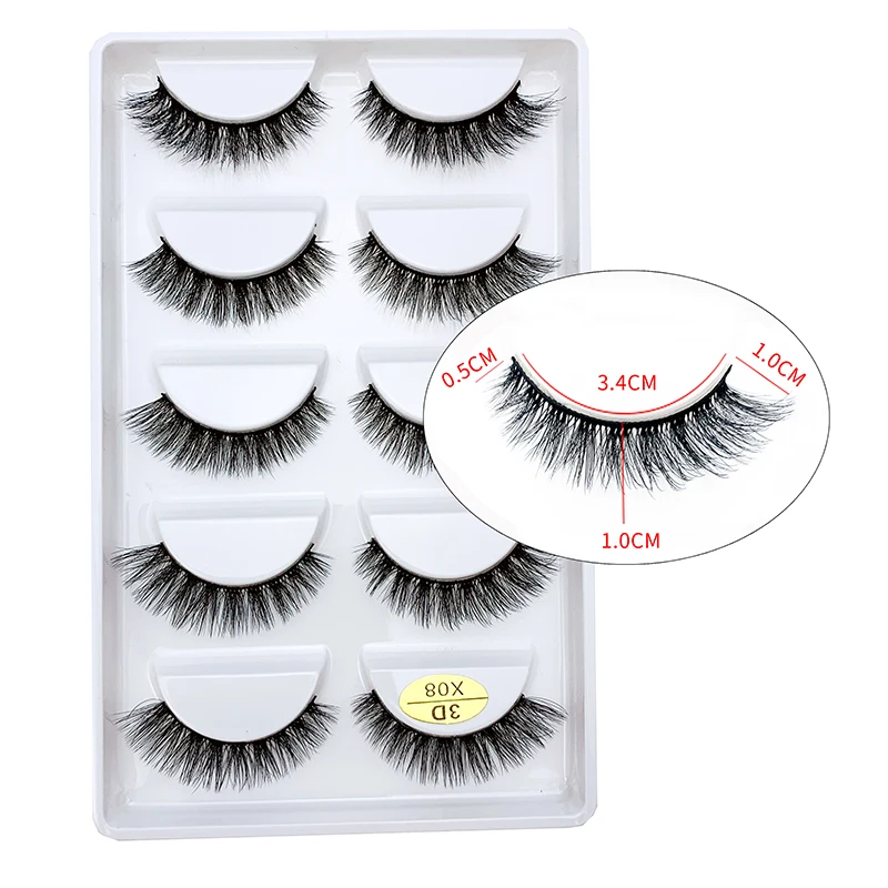 5 Pairs Faux 3D Mink Eyelashes Hair Soft False Lashes Fluffy Wispy Thick Lashes Handmade Eyelash Extension Eye Makeup Tools New