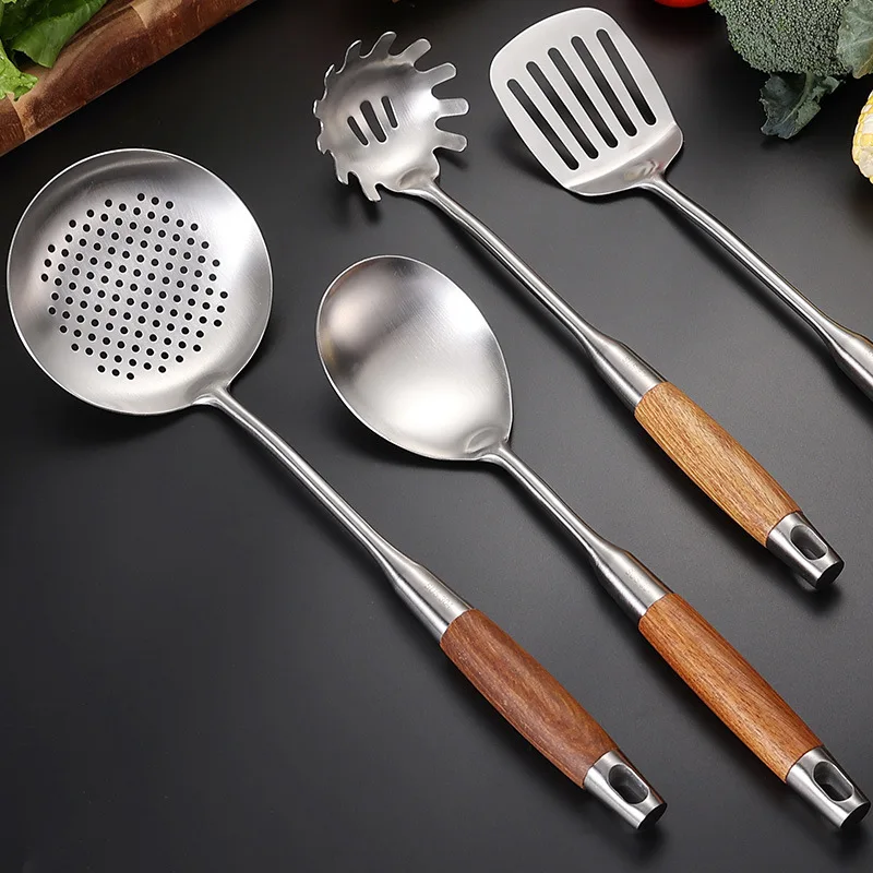 Kitchen Utensil Set 7 Piece 304 Stainless Steel Cookware Set Rosewood Handle Spatula Household Cooking Baking Tools