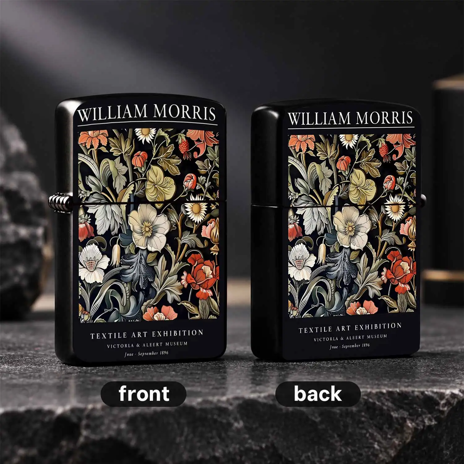 Vintage William Morris Floral Pattern Textile Art Exhibition Themed Lighter, Exquisite Artistic Portable Igniter, Ideal for Indoor Outdoor Daily Use, Gifting for Art Lovers, Aesthetic Decorative Practical Item for Candle A Humorous And Inte
