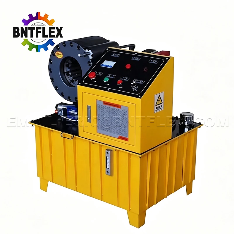 Customized China BNT51F Semi-Automatic Yellow Hydraulic Hose Press Machine 380v 3 Phase 4kw 10 Sets Dies Included Competitive Ru