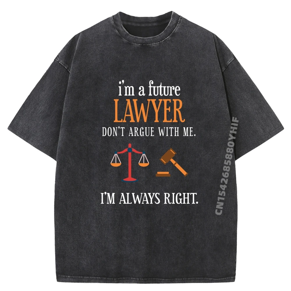 Funny Lawyer Future Law School Student Attorney Esq Graphic T Shirt Men 100% Cotton Washed Luxury Clothes Men Cool