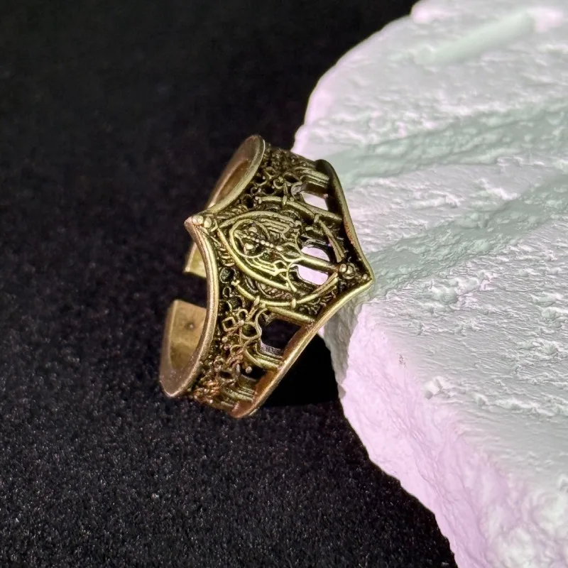 خاتم قصر رويال فاميلي ريترو كلاسيكي على الطراز القوطي للرجال والنساء، خواتم قوية على طراز الأعمال، عائلة ملكية للقصر #4