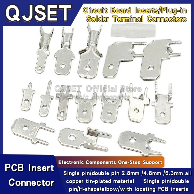 

100pcs 2.8mm 4.8mm 6.3MM Connector Terminal PCB Soldering Insert PCB Soldering Lug Insertion Toggle Plug Terminal Block 0.8mm 2P