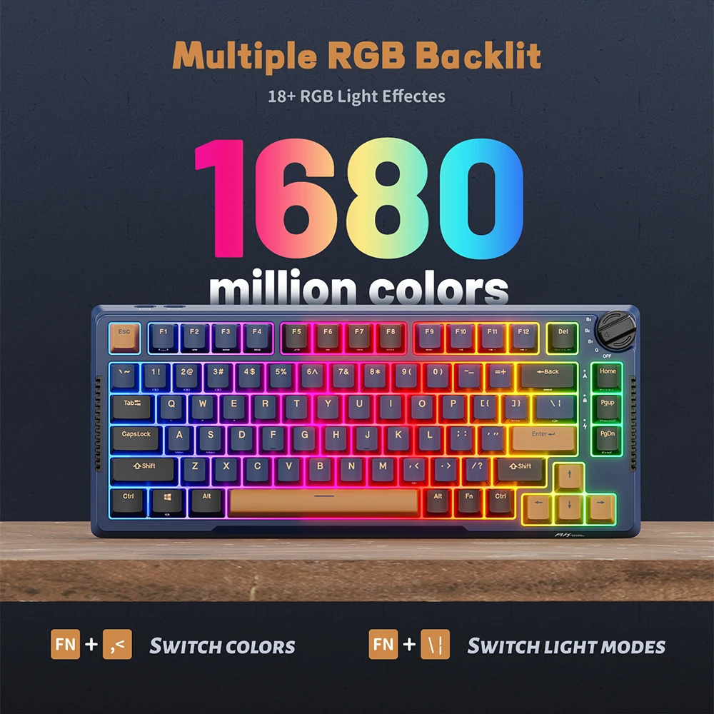 RK Royal Kludge H81 Gasket Structure Mechanical Keyboard 81 Key RGB Backlit Tri-mode 2.4G Wireless Bluetooth Gaming Keyboards