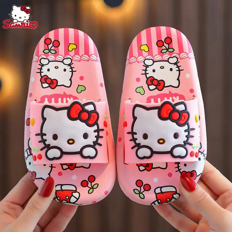 Sanrio Slippers Kawaii Hello Kitty Anime Kuromi Cinnamoroll My Melody Cute Kids Summer Beach Outdoor Non-Slip Slippers Girl Toys