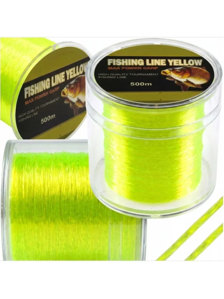Żółta Fluorescencyjna Żyłka Wędkarska 500m 0.25mm 13kg Wytrzymałość, Tonąca Żyłka Monofilamentowa do Metody Feeder, Pływająca do Dół, Niska Pamięć, Odporna na Ścieranie, Wysoka Widoczność, Żyłka do — 2