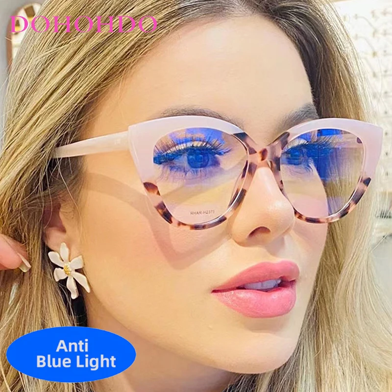 Okulary Vintage Trendy TR90 Kocie Oko Anty-Blue Light Damskie Męskie Nowa Luksusowa Marka Projektant Ochrona Oczu Komputerowe Okulary Lentes