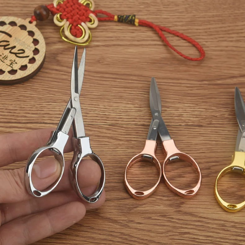 8-shaped Scissors Metal Stainless Steel Retractable Folding Fishing Scissors Outdoor Mini Scissors Quilting Accessories Cutting