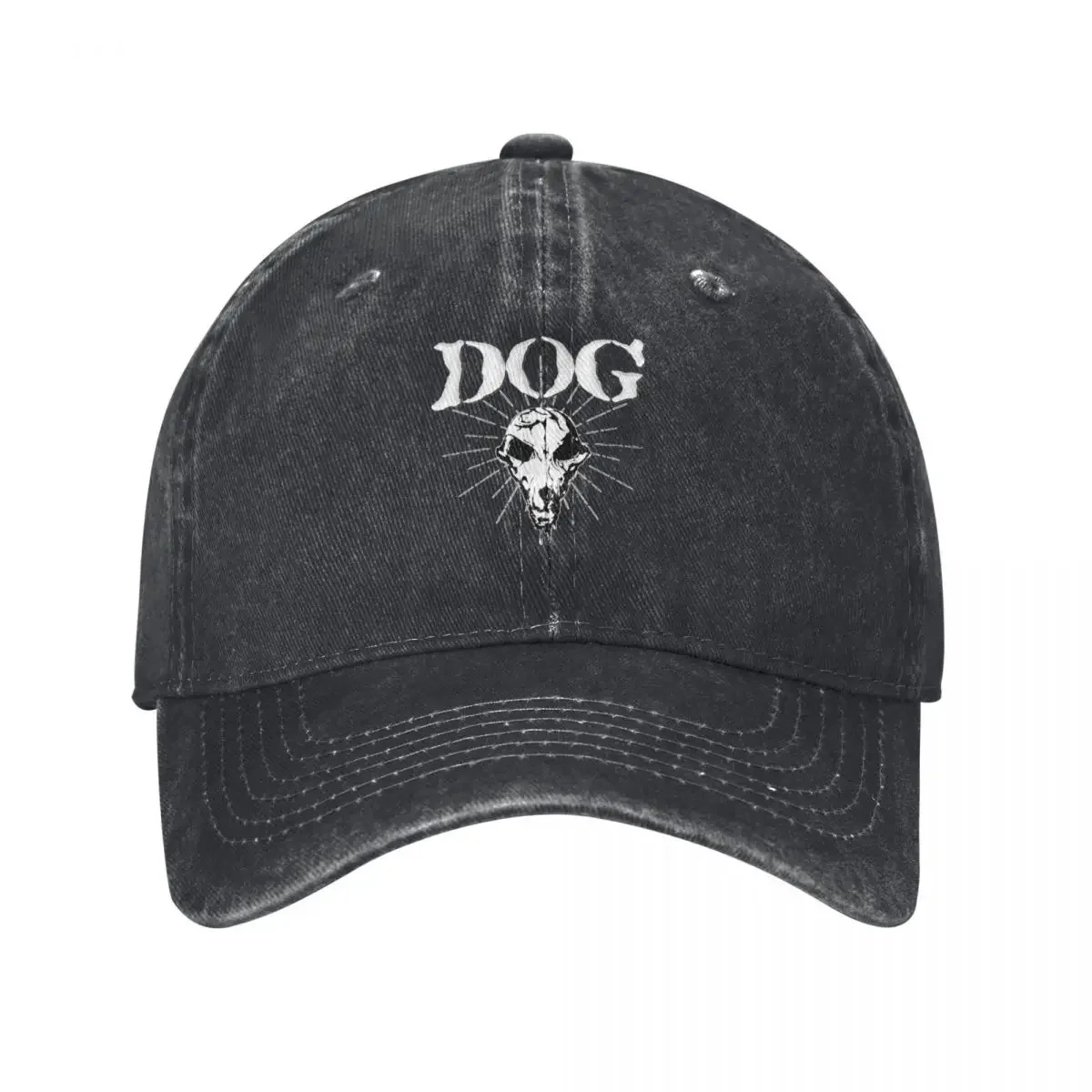 DOG Skull w/writing white Baseball Cap Snapback Cap Big Size Hat Hat Beach Vintage Hats Man Women's