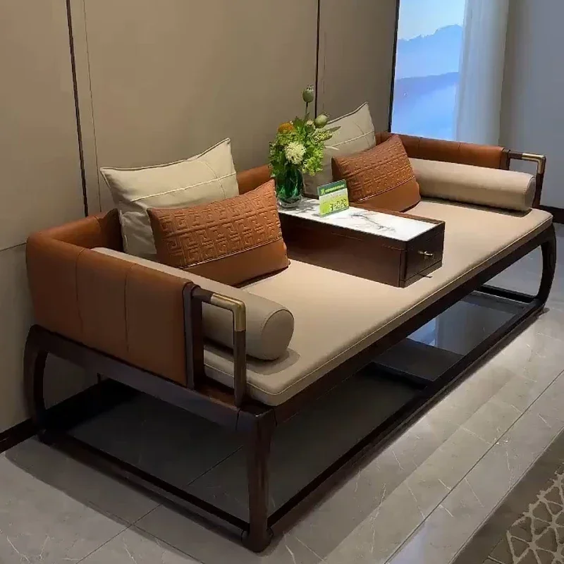 

New Chinese Ebony Arhat Bed Modern Simple High-end Light Luxury Sofa Bed Living Room Study Solid Wood Concubine Bed