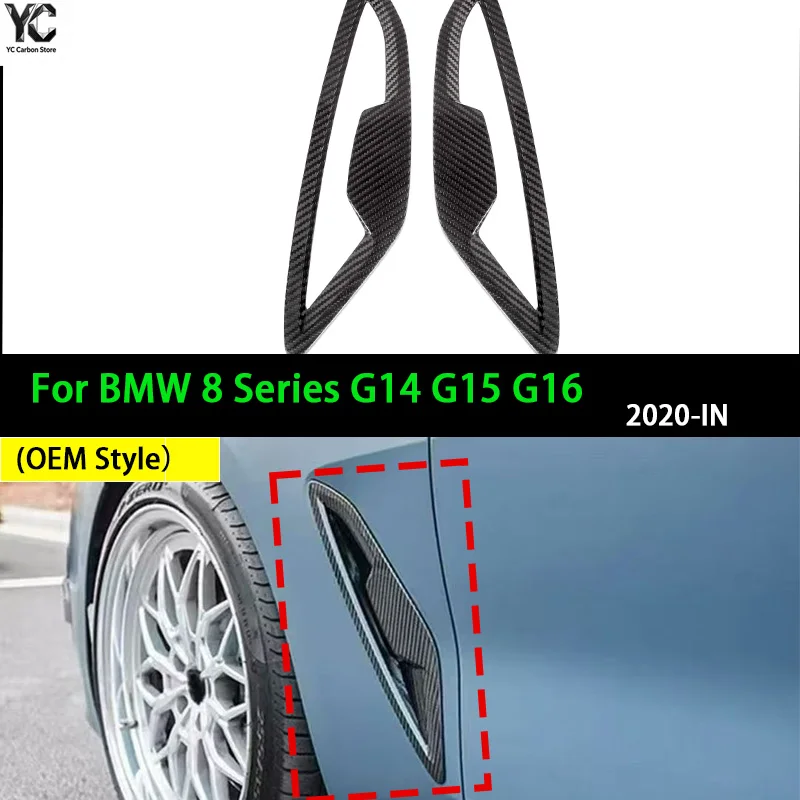 Real Dry Carbon Fiber Sticky Side Fender for BMW 8 Series G14 G15 G16 OEM Style 2020-IN 2Pcs/Set