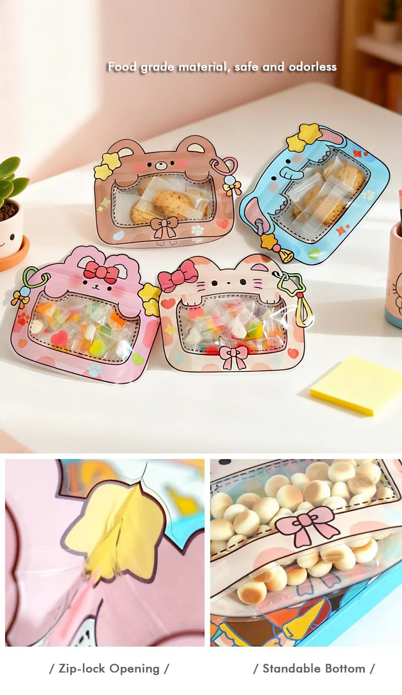 20/50 Stück Kunststoff-Druckverschlussbeutel mit großem Mund, Cartoon-Design für Snacks, Süßigkeiten, Kinder, Partygeschenke, kreatives Geschenk, Versiegelungsbeutel – Detail 5