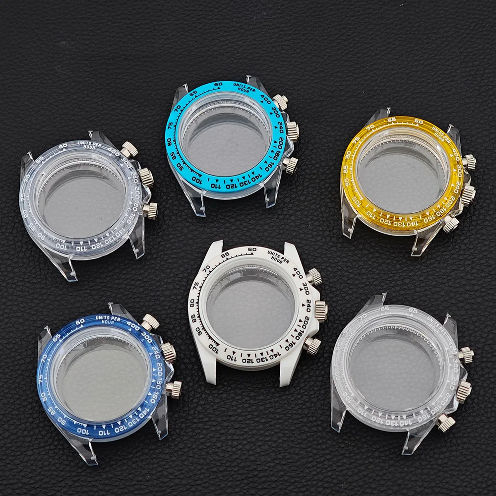 

39.5mm VK63 Movement Transparent Men's Watches Case FIT VK63 Movement Case Watch Accessories Watch Parts Fits 20mm Strap Watch