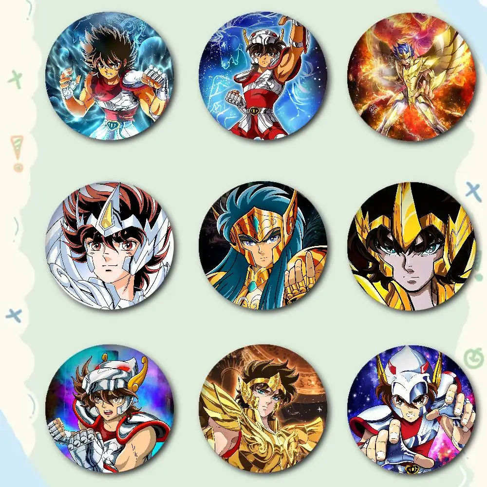 S-SaintS S-Seiya K-Knights-Zodiac Vintage Premium Tinplate Round Lapel Pins: Cute Badge Brooches For Shoulder Bag Souvenir Gifts