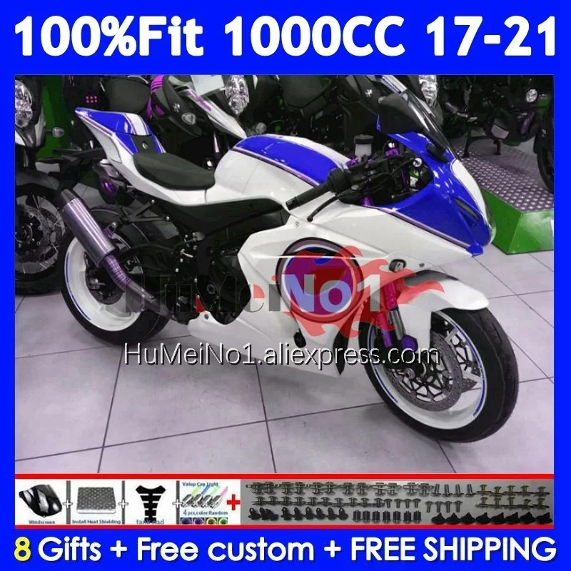 Injection For SUZUKI GSXR1000 GSXR 1000 L7 122No.51 K17 GSXR-1000 17 18 19 White blue 20 21 2017 2018 2019 2020 2021 Fairings