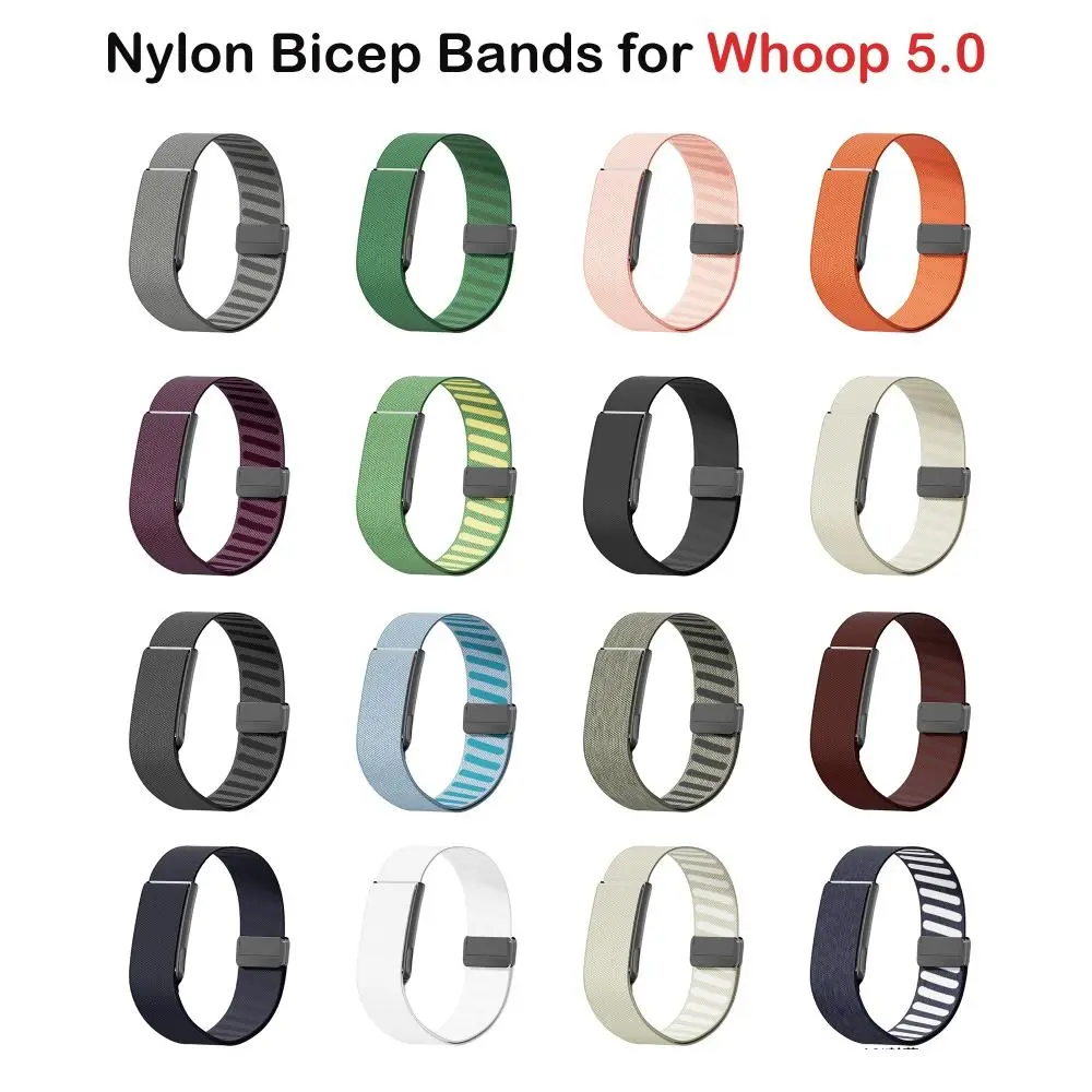 New Nylon Bicep Bands Adjustable Stretchy Replacement Strap Breathable Magnetic Sport Arm Band for Whoop 5.0 Fitness Tracker