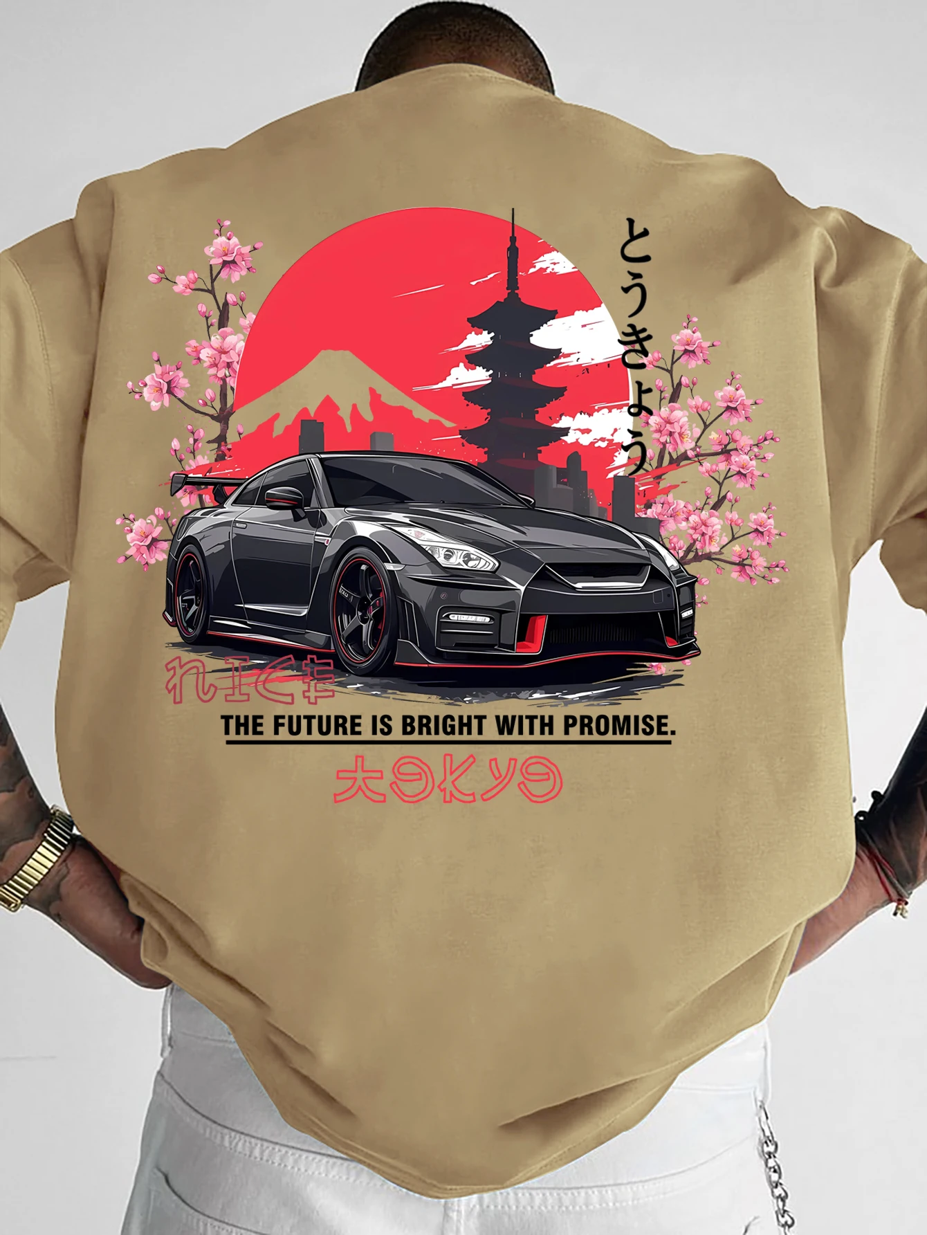 Tokyo GTR Cherry Blossom Mt. Fuji Oversized Tee