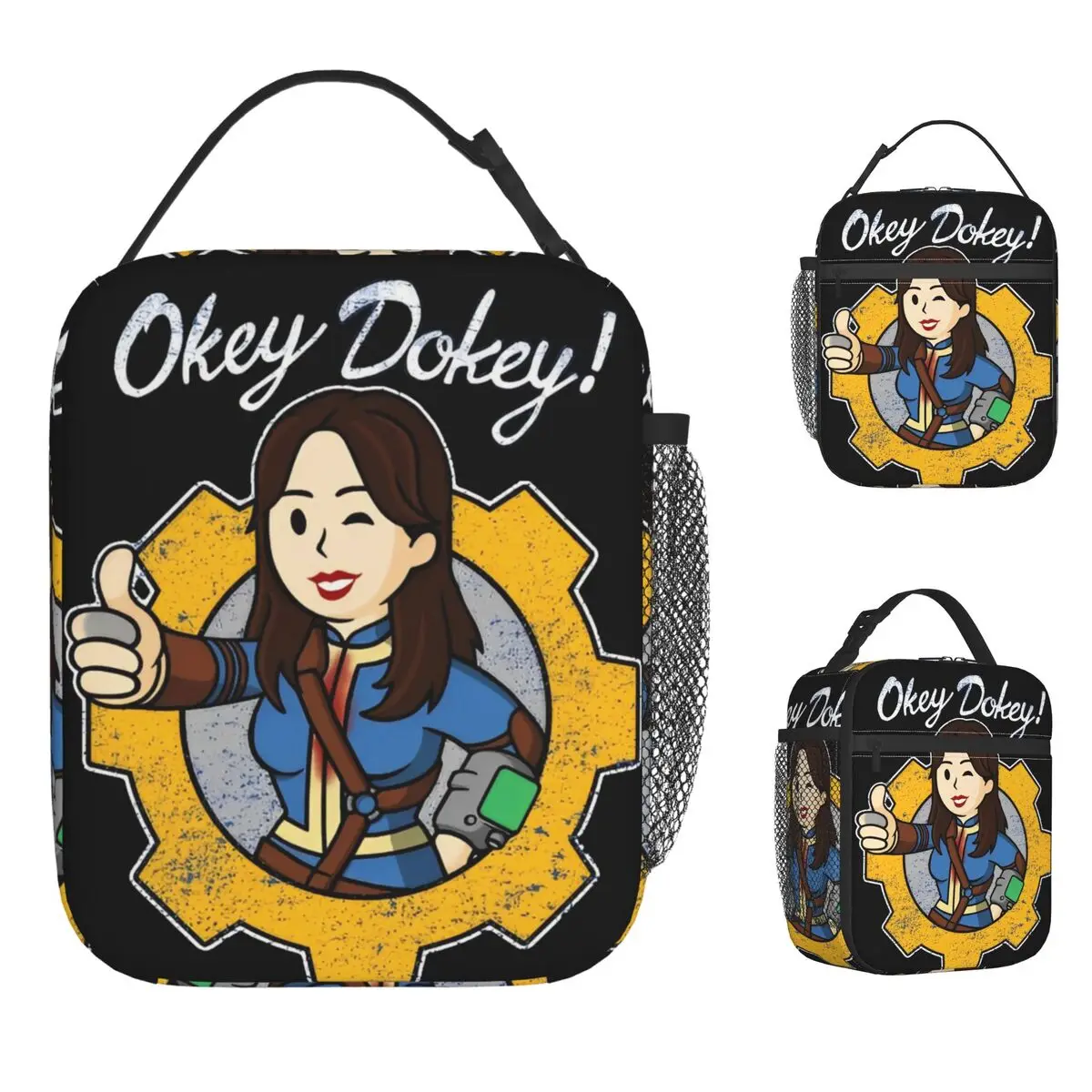 

F-Fallouted Girl Lunch Bag Picnic Lunch Box For Child Vintage Graphic Design Thermal Tote Handbags Oxford Convenient Cooler Bag