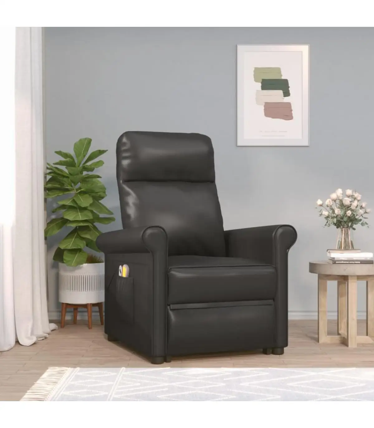 Lifting massage armchair black synthetic leather