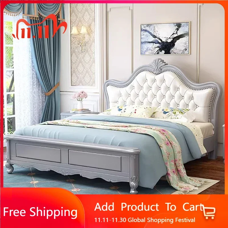 

Leather Princess Bed Modern Double Headboard Bedroom Luxury Bed Space Saving Sleeping Portable Camas De Casal Home Furniture
