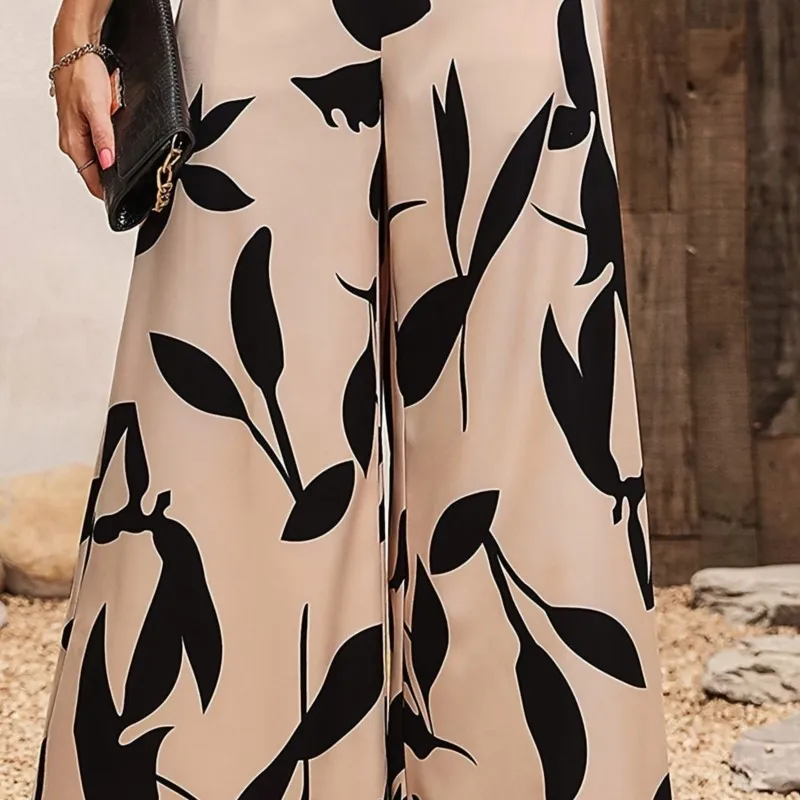 Women\'s Loose Wide Leg Pants Plus Size Geometric Print Full Body Print Fashion Elegant High Waisted Wide Leg Pant Women Clothing