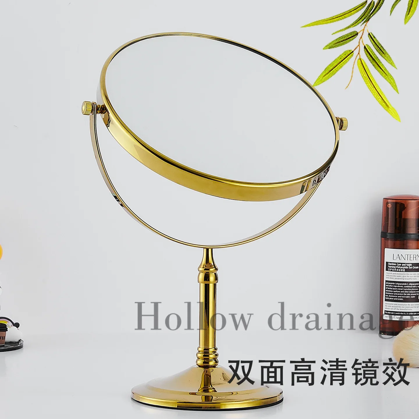 X-15 gold double-sided vanity mirror vertical magnifying glass rotatable round beauty mirror