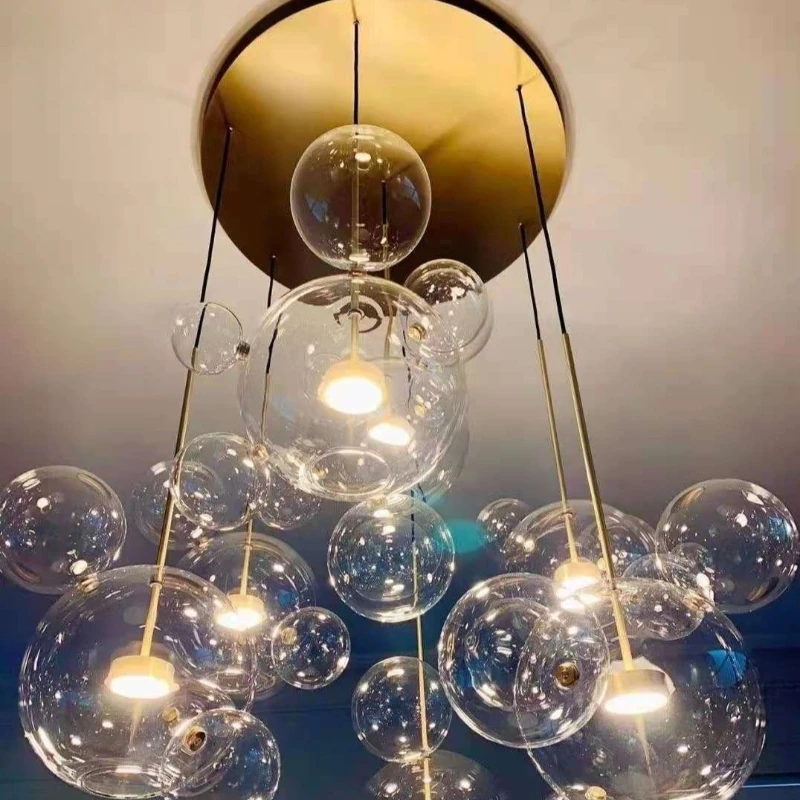 Nordic Mickey Chandelier Bubble Ball Led Pendant Lights Creative Personality Restaurant Kitchen Glass Ball Bar Indoor Lighting
