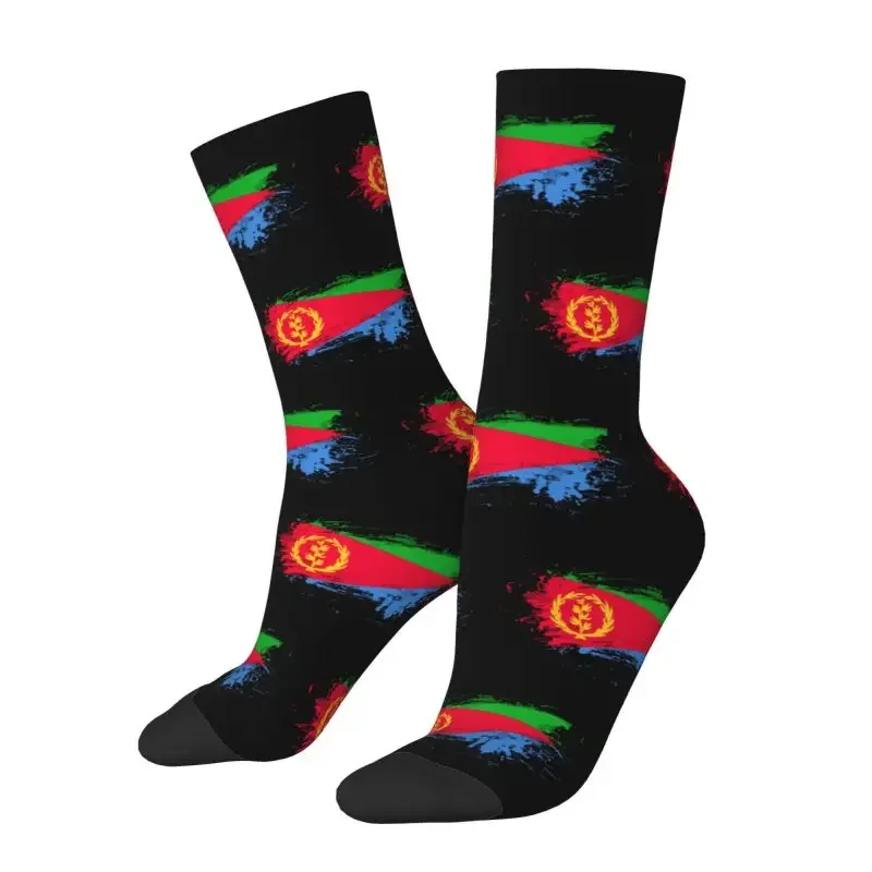 Eritriea Flag Splatter Men's Crazy Crew Socks Unisex Cute 3D Print Eritrean Pride Patriotic Dress Socks