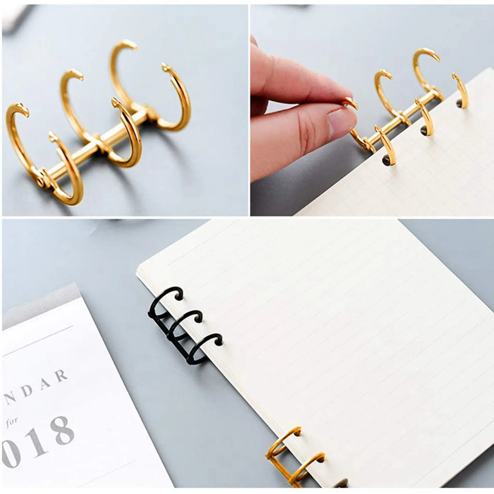 60Pcs 3 Ring Gold Book Rings Leaf Binders Office Book Rings Snap Split Hinged With 20 Mm Inner Diameter Gold Book Rings
